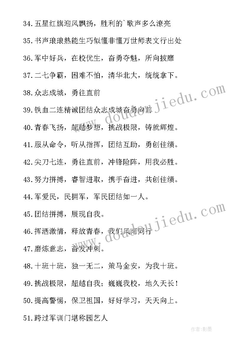 2023年军训口号霸气十足押韵(大全12篇)