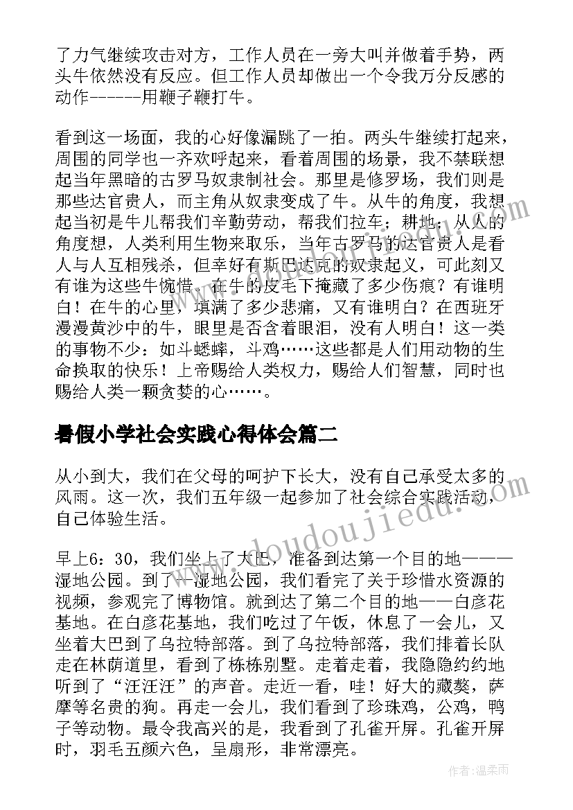 2023年暑假小学社会实践心得体会(精选8篇)