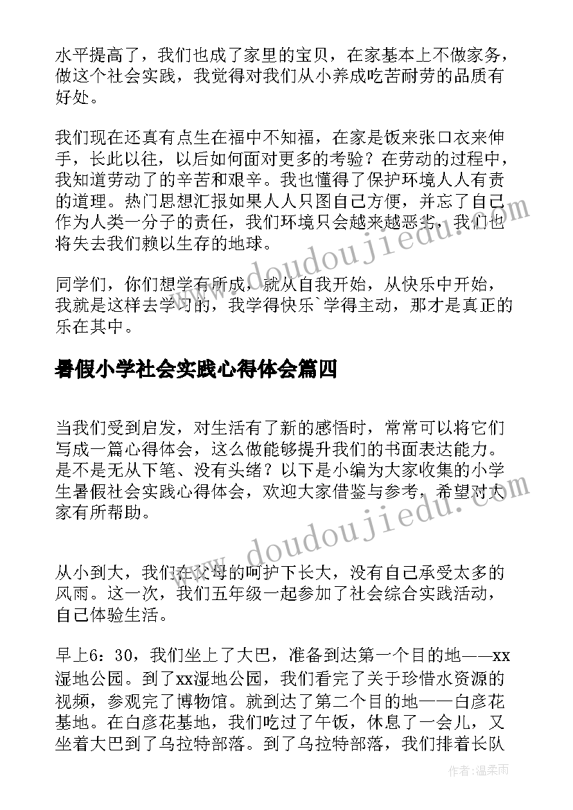 2023年暑假小学社会实践心得体会(精选8篇)