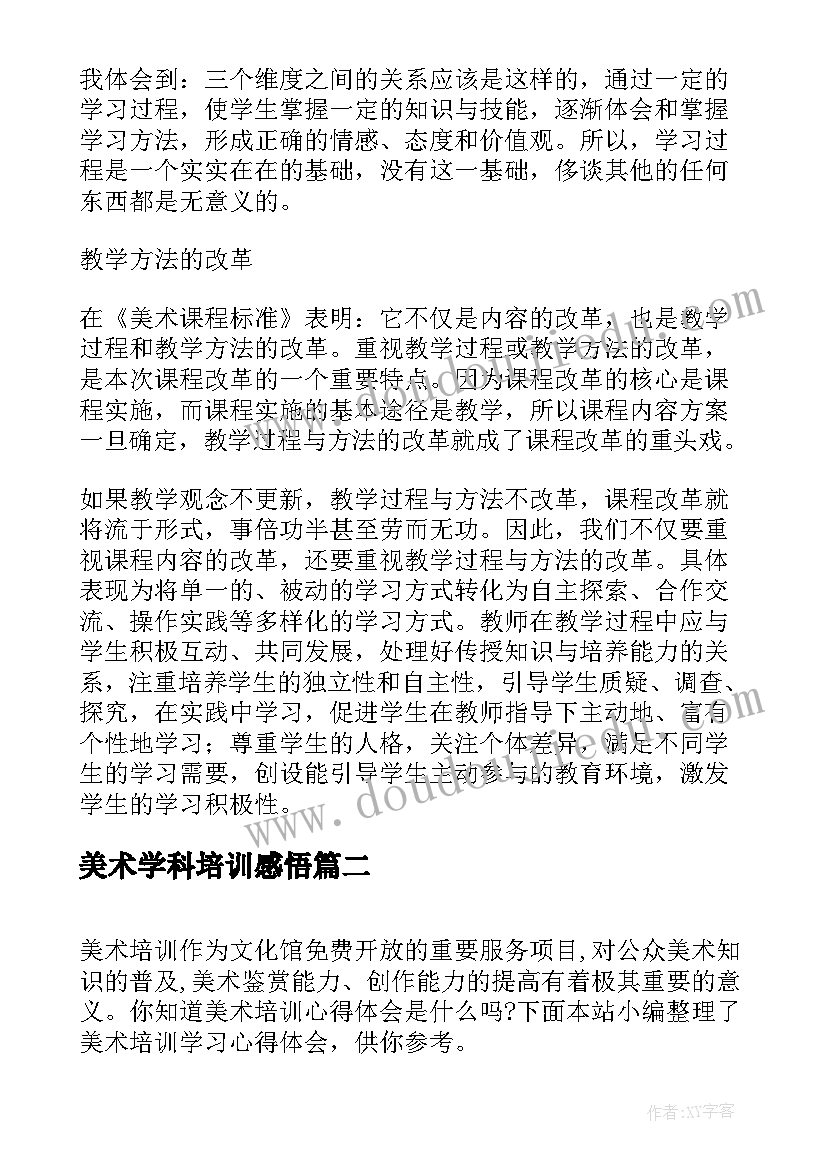 最新美术学科培训感悟 美术课程培训学习心得(精选9篇)