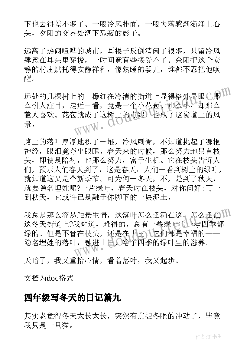 2023年四年级写冬天的日记 四年级述写冬天的日记(通用17篇)