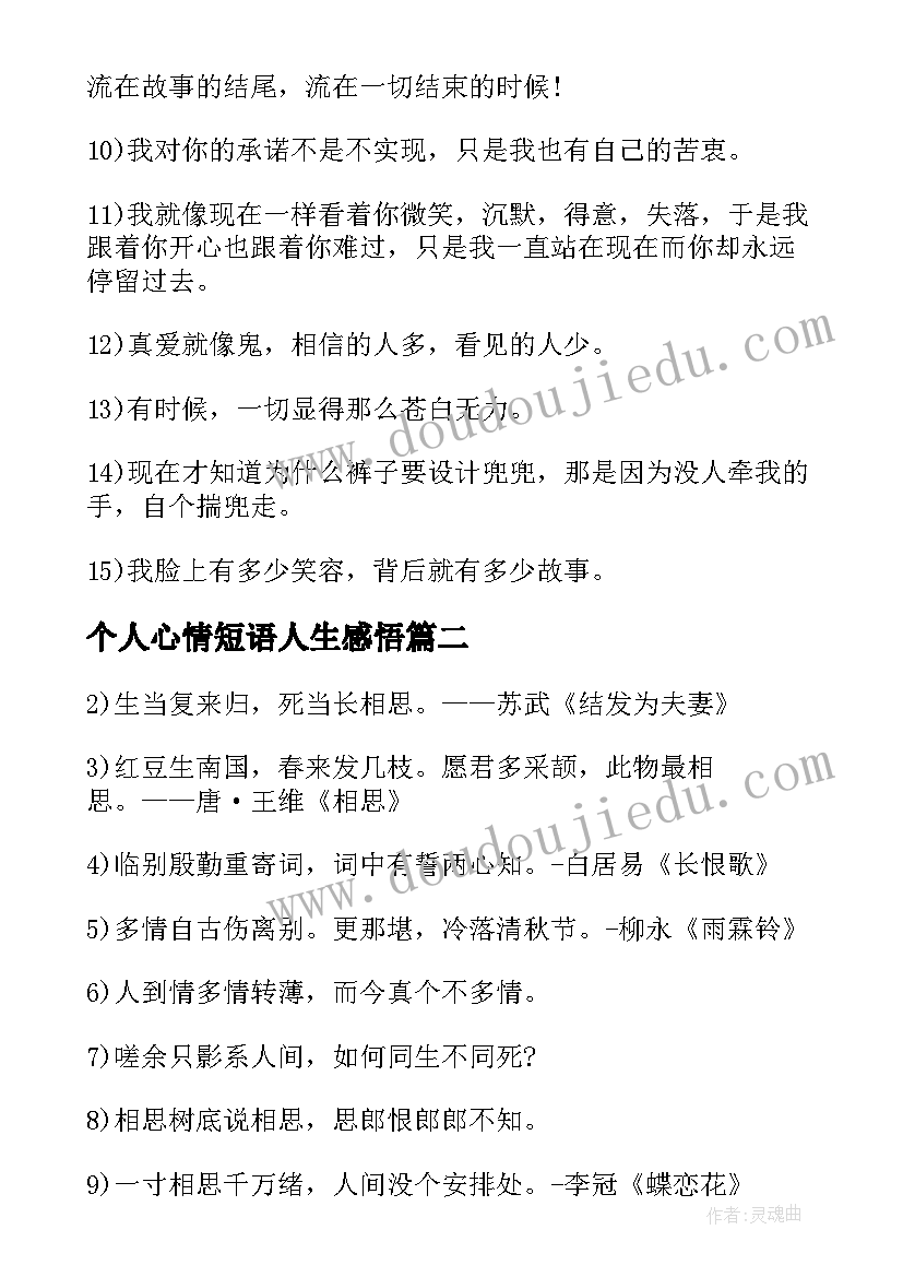 2023年个人心情短语人生感悟(精选16篇)