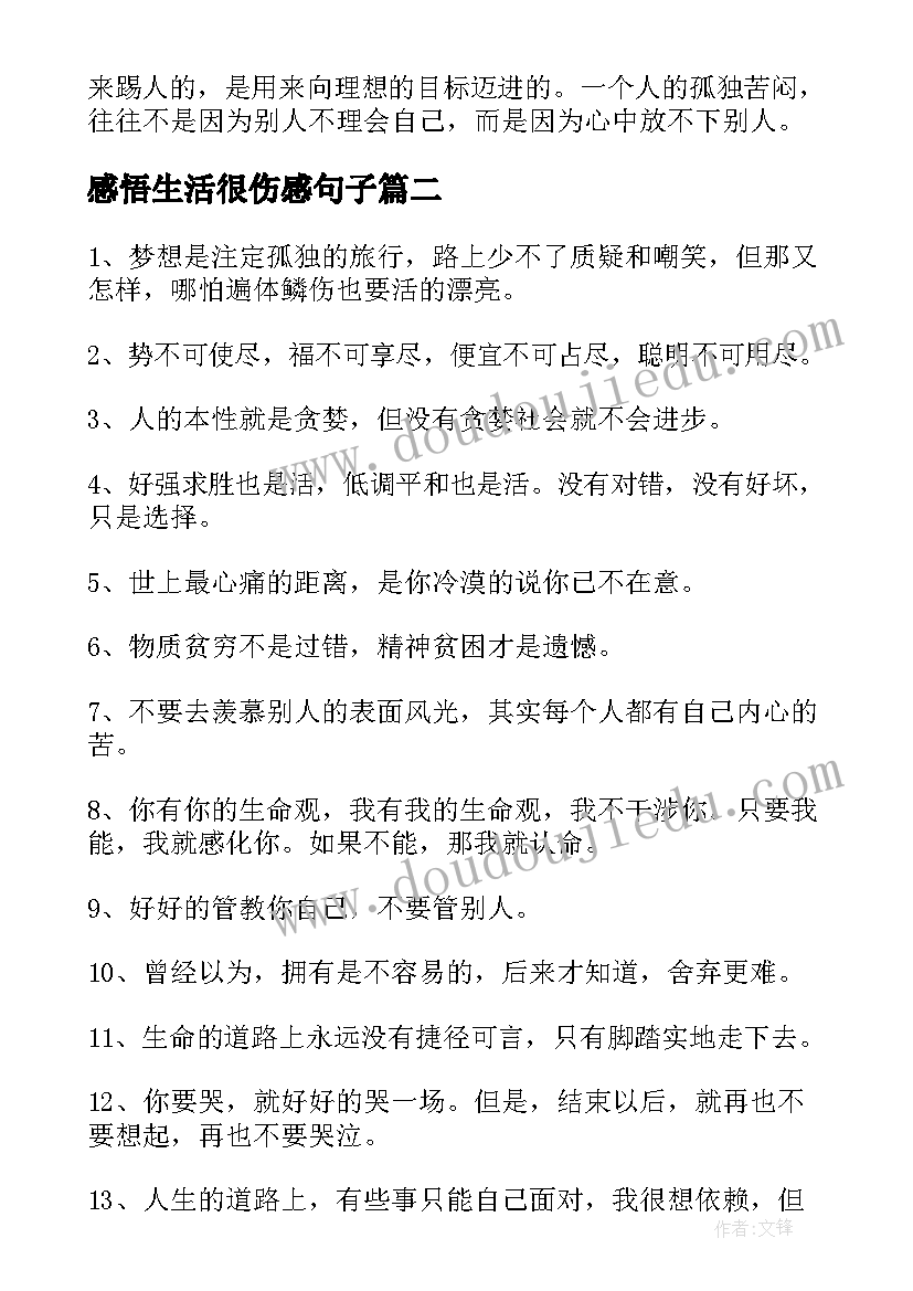 感悟生活很伤感句子(优质19篇)