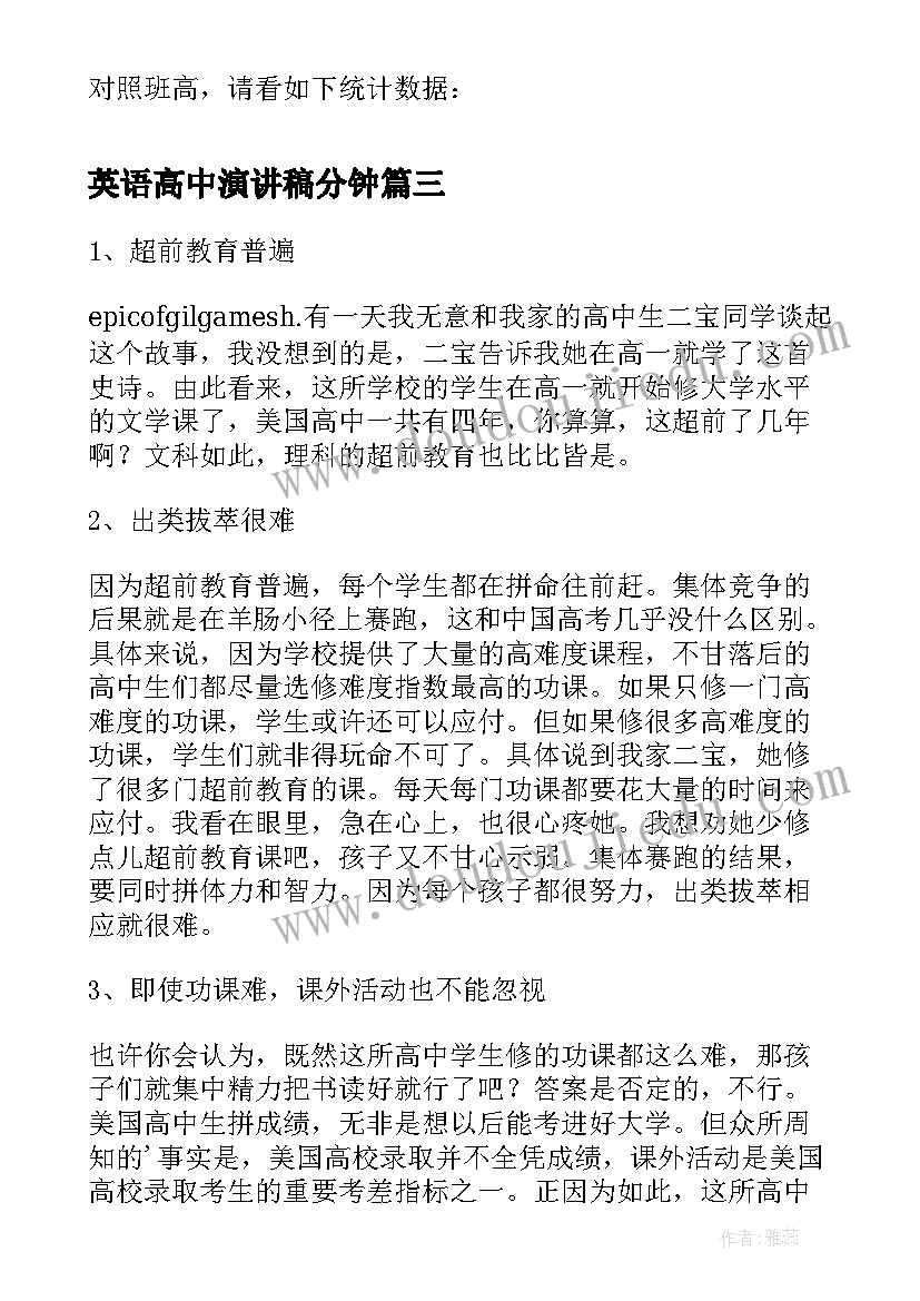 最新英语高中演讲稿分钟 高中生英语演讲稿(优秀8篇)