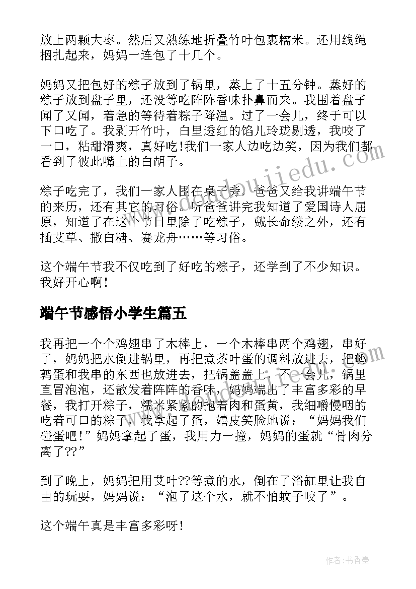 2023年端午节感悟小学生(模板8篇)