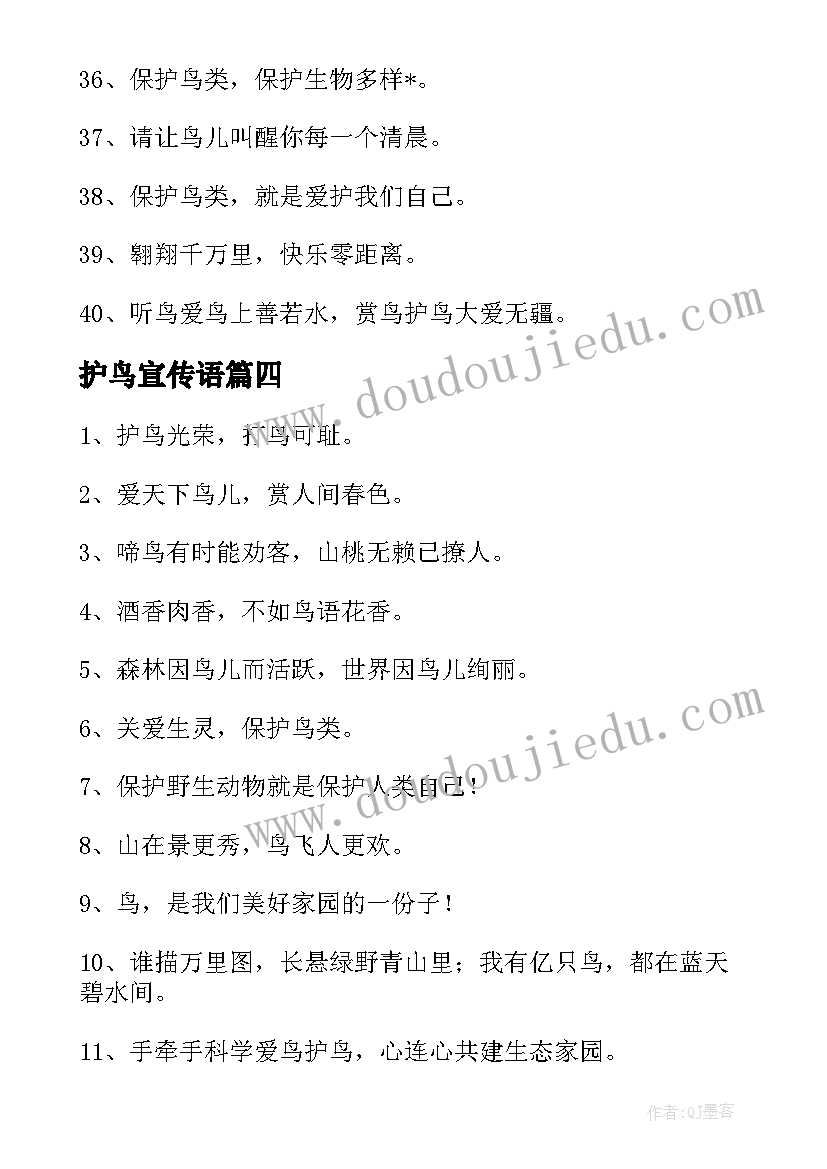 护鸟宣传语(模板15篇)