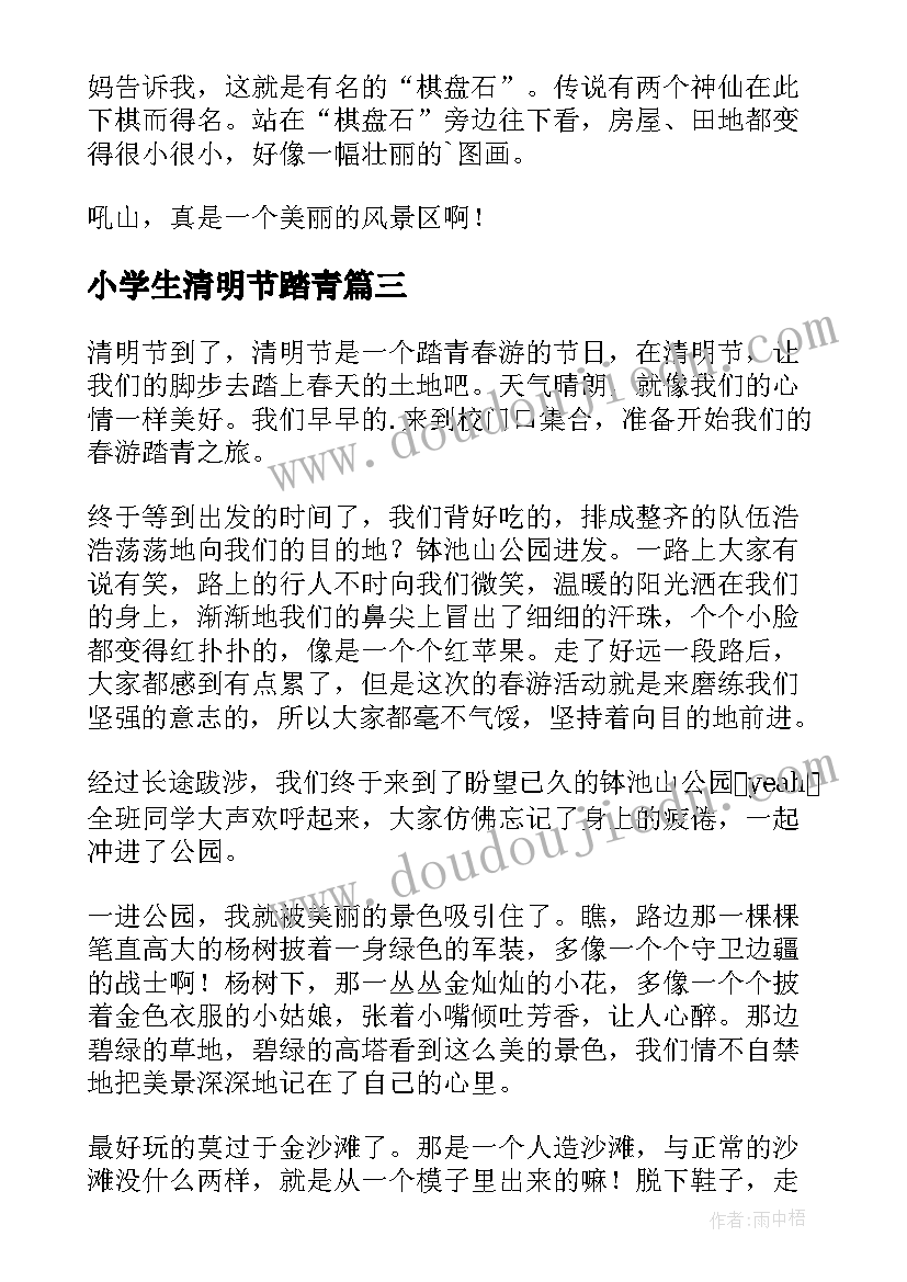 小学生清明节踏青 小学生清明节踏青日记(优秀8篇)