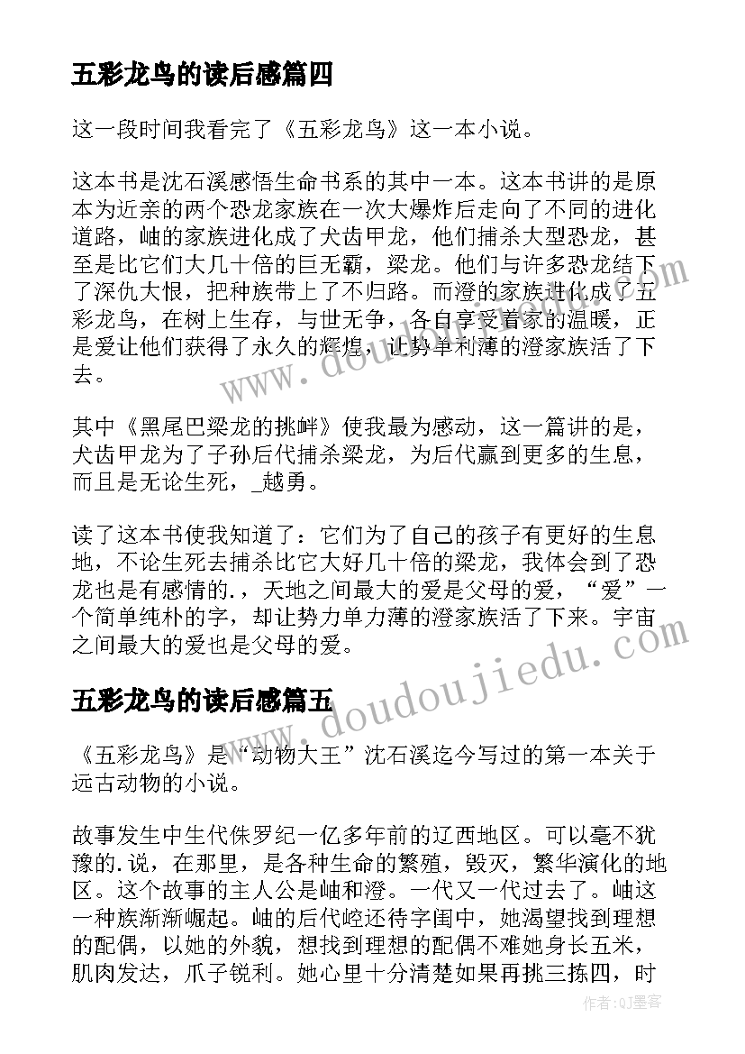 2023年五彩龙鸟的读后感 五彩龙鸟读书心得感悟有感(汇总6篇)