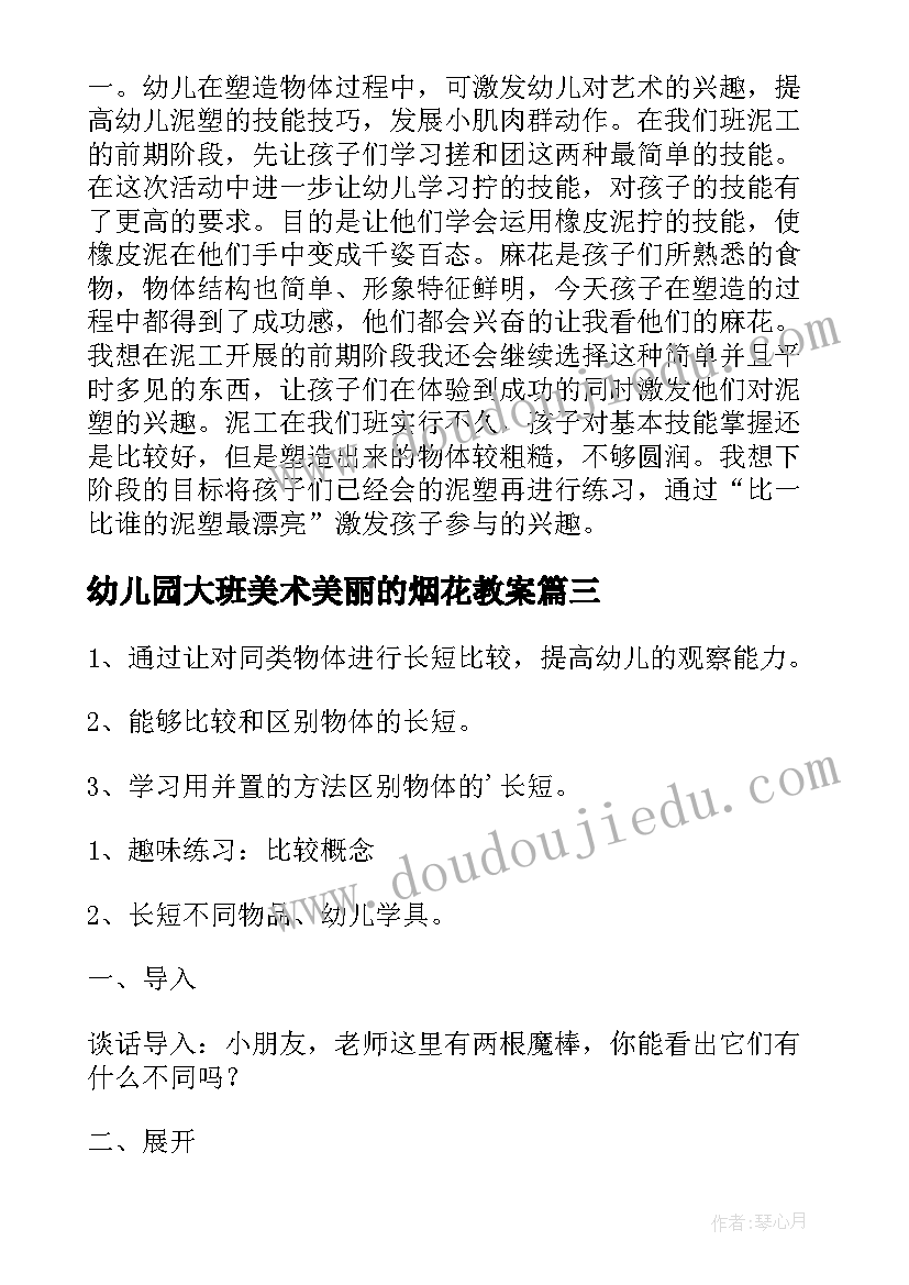 最新幼儿园大班美术美丽的烟花教案 幼儿园小班美术教案(模板12篇)