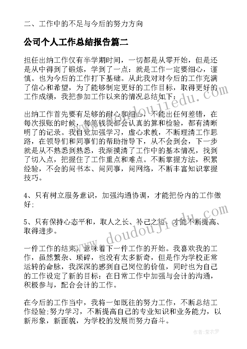 公司个人工作总结报告(通用8篇)