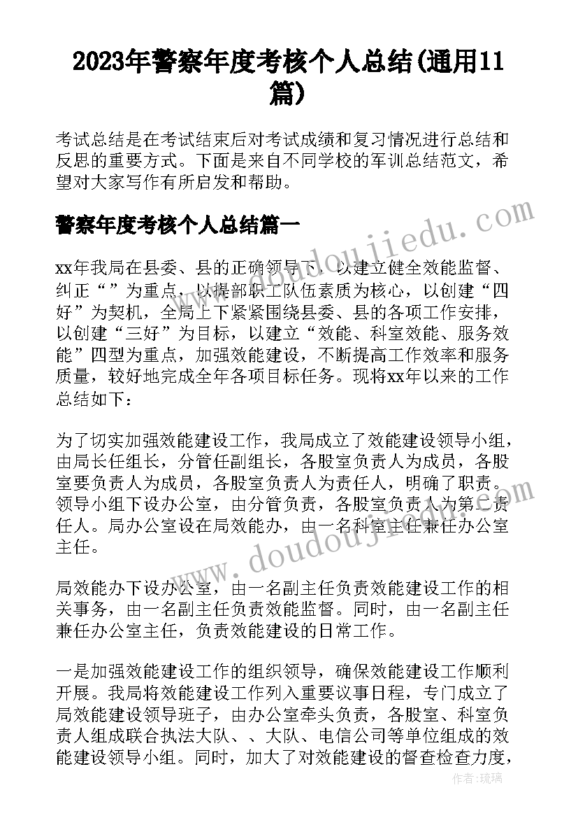 2023年警察年度考核个人总结(通用11篇)