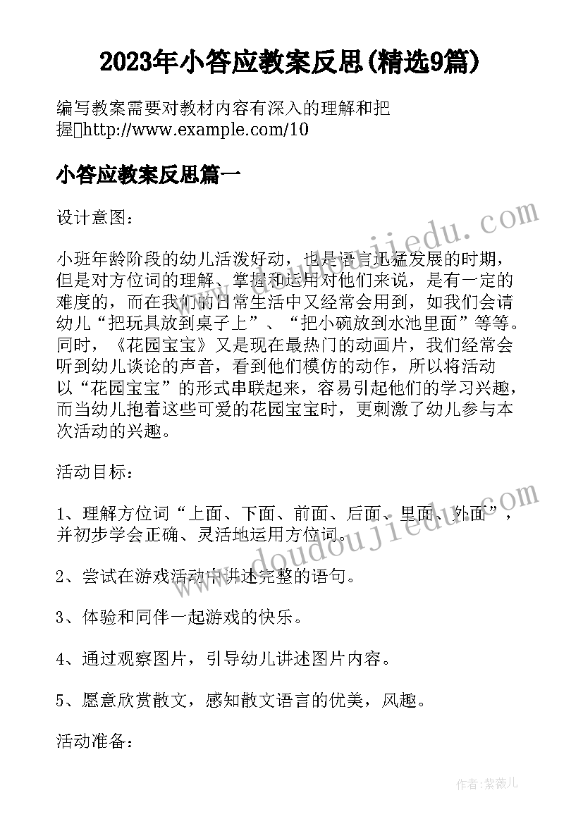 2023年小答应教案反思(精选9篇)