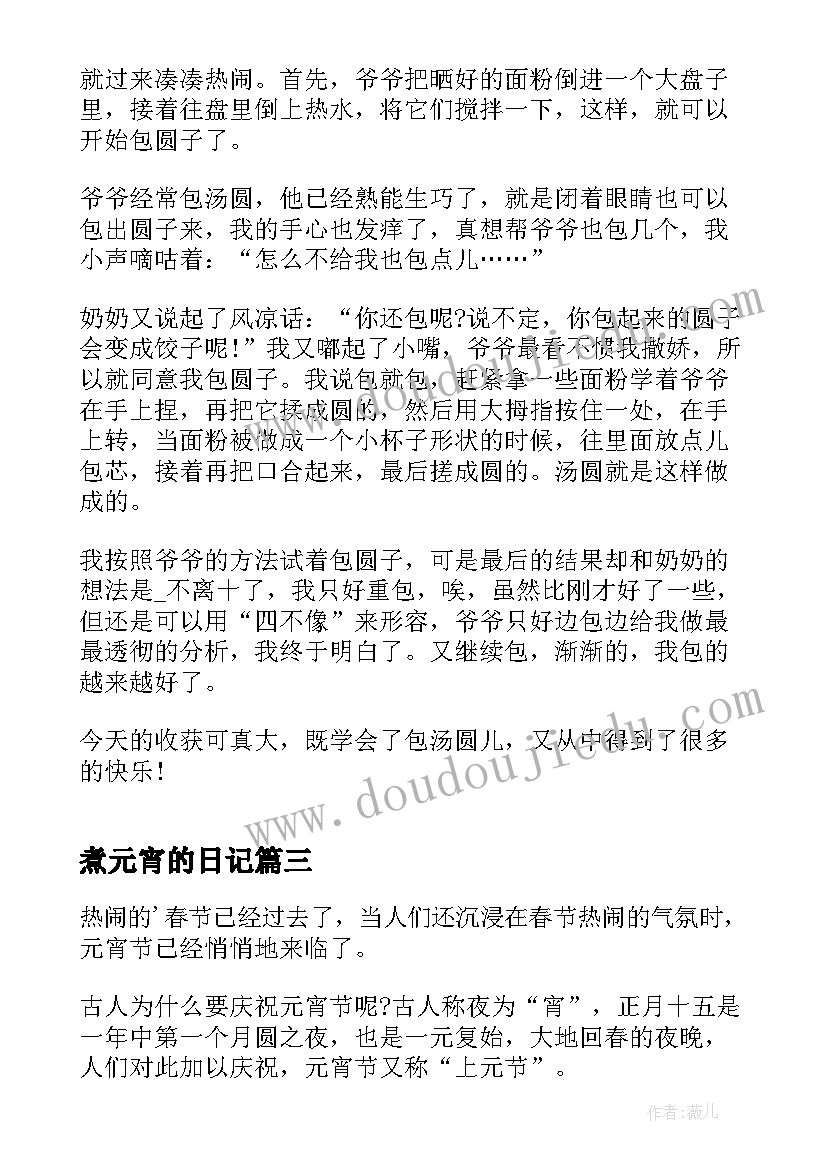 最新煮元宵的日记(精选11篇)