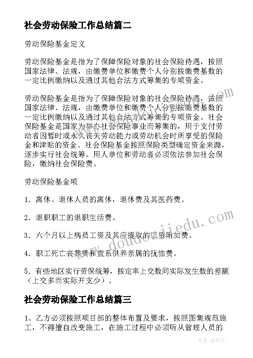 2023年社会劳动保险工作总结(大全8篇)