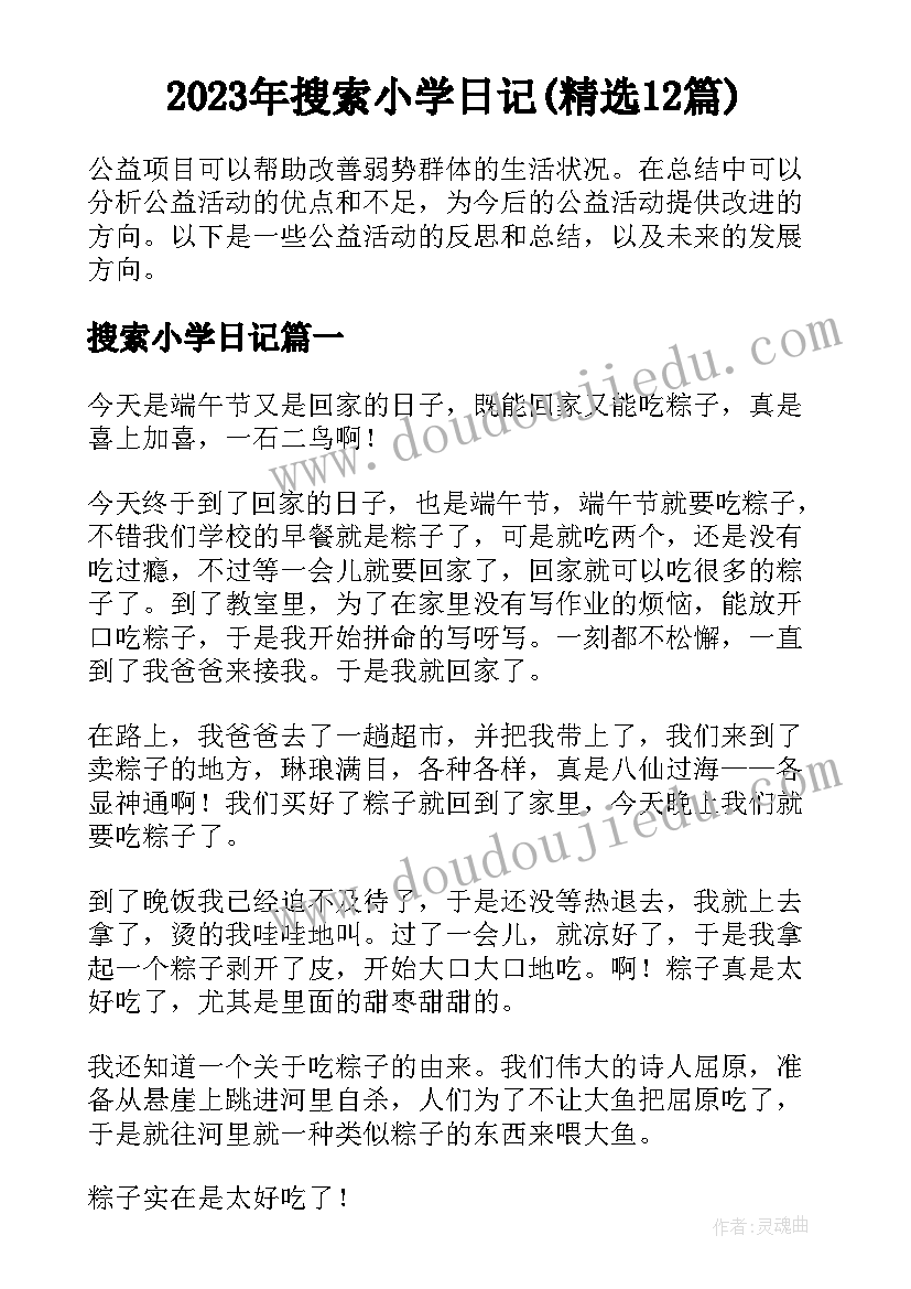 2023年搜索小学日记(精选12篇)