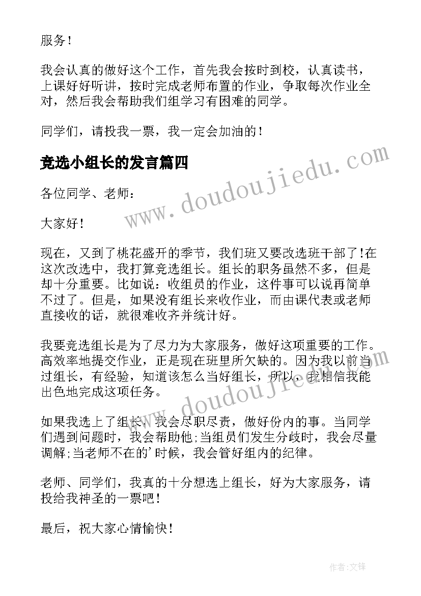 竞选小组长的发言(优秀13篇)