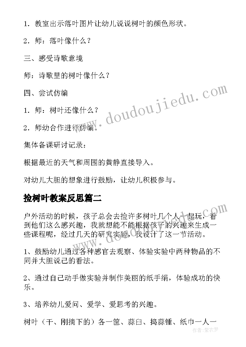 2023年捡树叶教案反思(大全6篇)