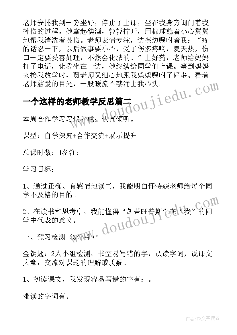 一个这样的老师教学反思(模板6篇)