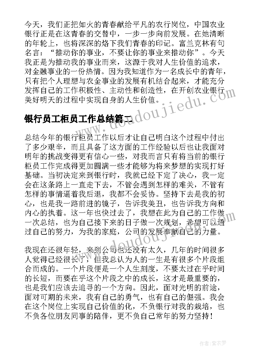 2023年银行员工柜员工作总结(大全11篇)