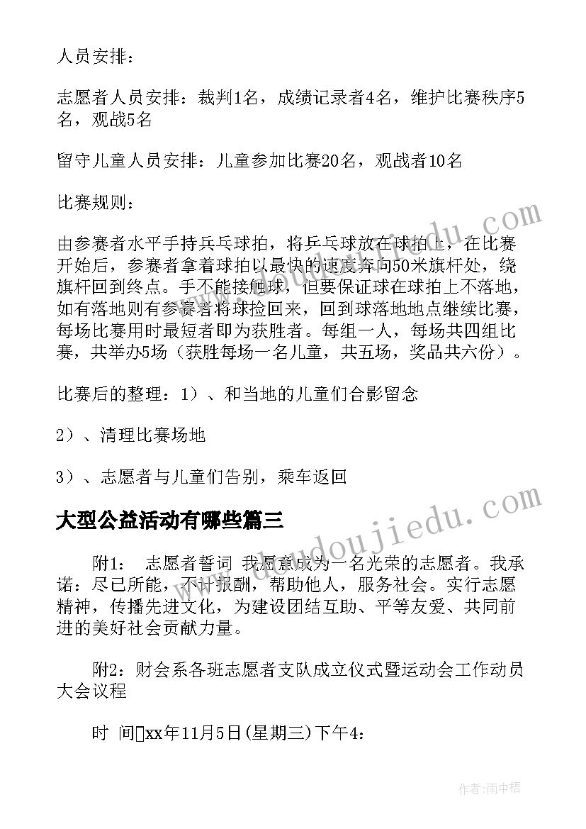 最新大型公益活动有哪些 大型公益活动策划方案(汇总6篇)