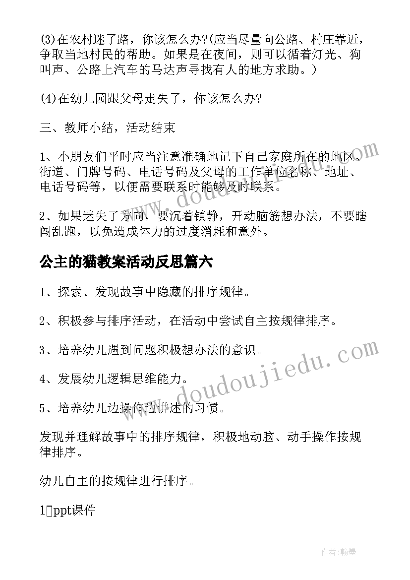 2023年公主的猫教案活动反思(汇总19篇)