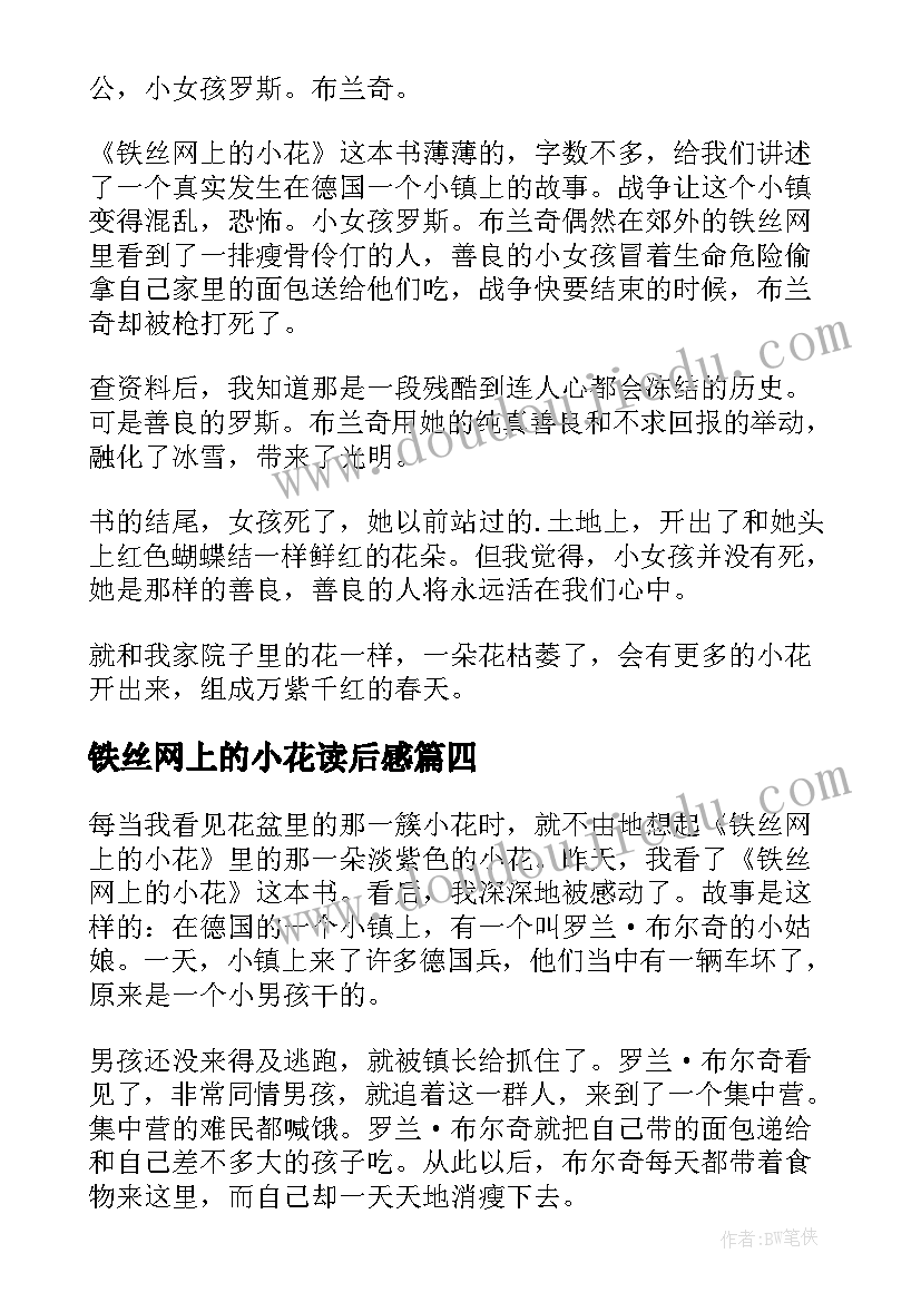 2023年铁丝网上的小花读后感(汇总8篇)