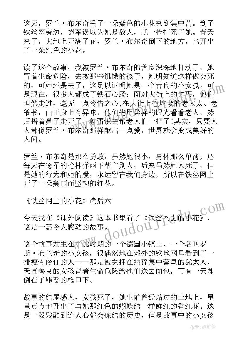 2023年铁丝网上的小花读后感(汇总8篇)