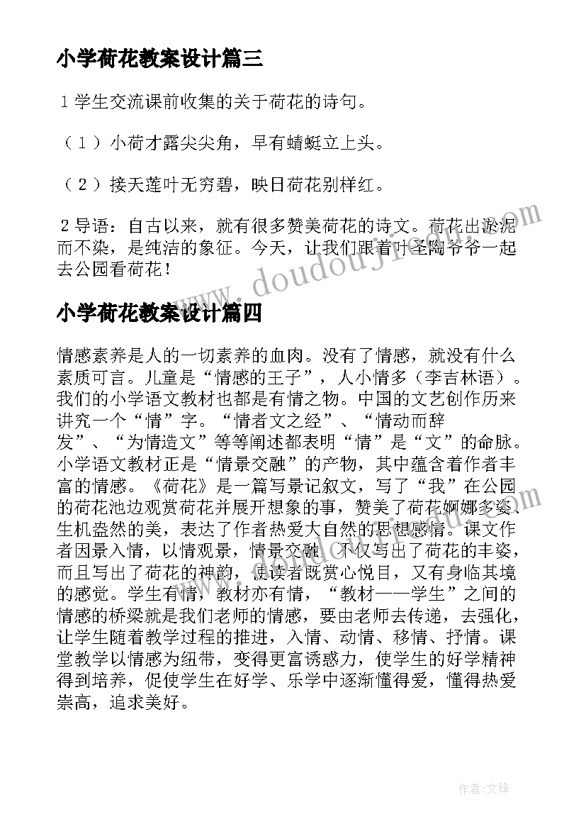 小学荷花教案设计(实用8篇)