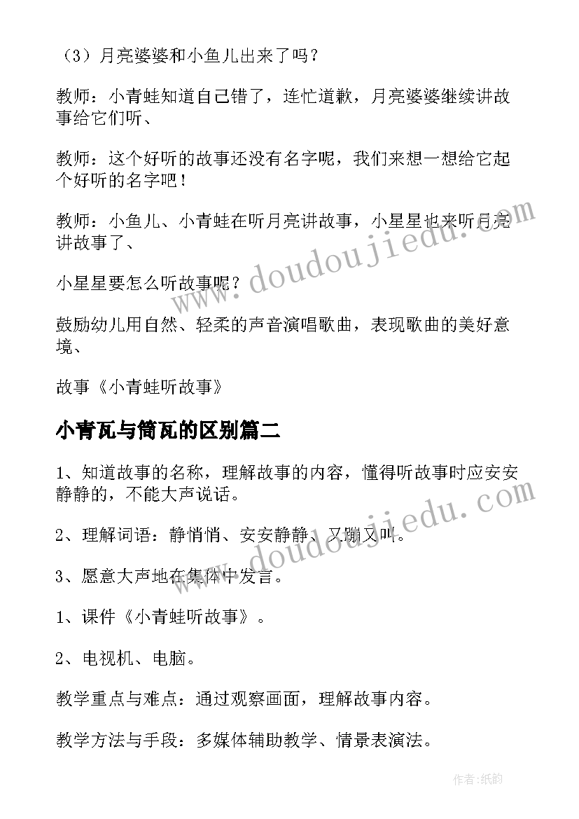 最新小青瓦与筒瓦的区别 小青蛙听故事语言教案(实用10篇)