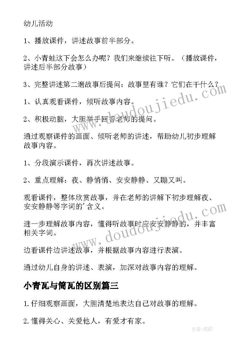 最新小青瓦与筒瓦的区别 小青蛙听故事语言教案(实用10篇)