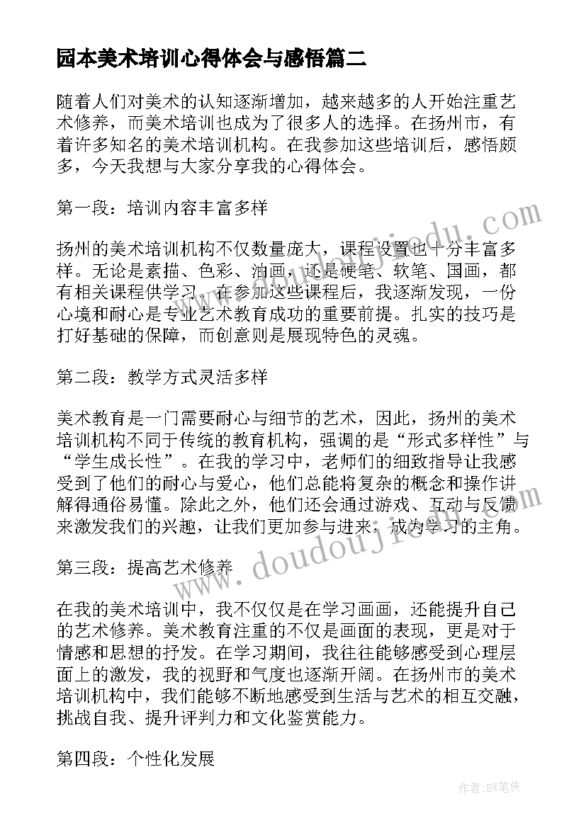 最新园本美术培训心得体会与感悟(汇总10篇)