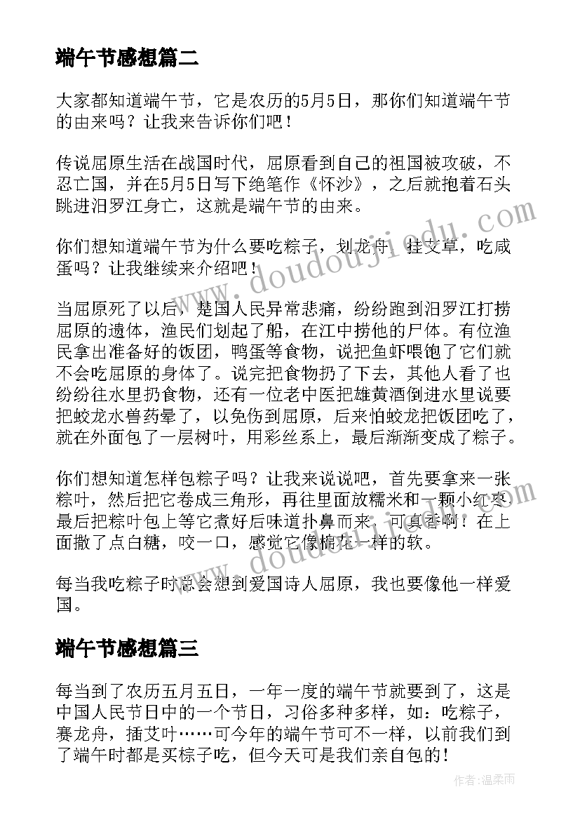 端午节感想 端午节心得体会与感想(优质9篇)