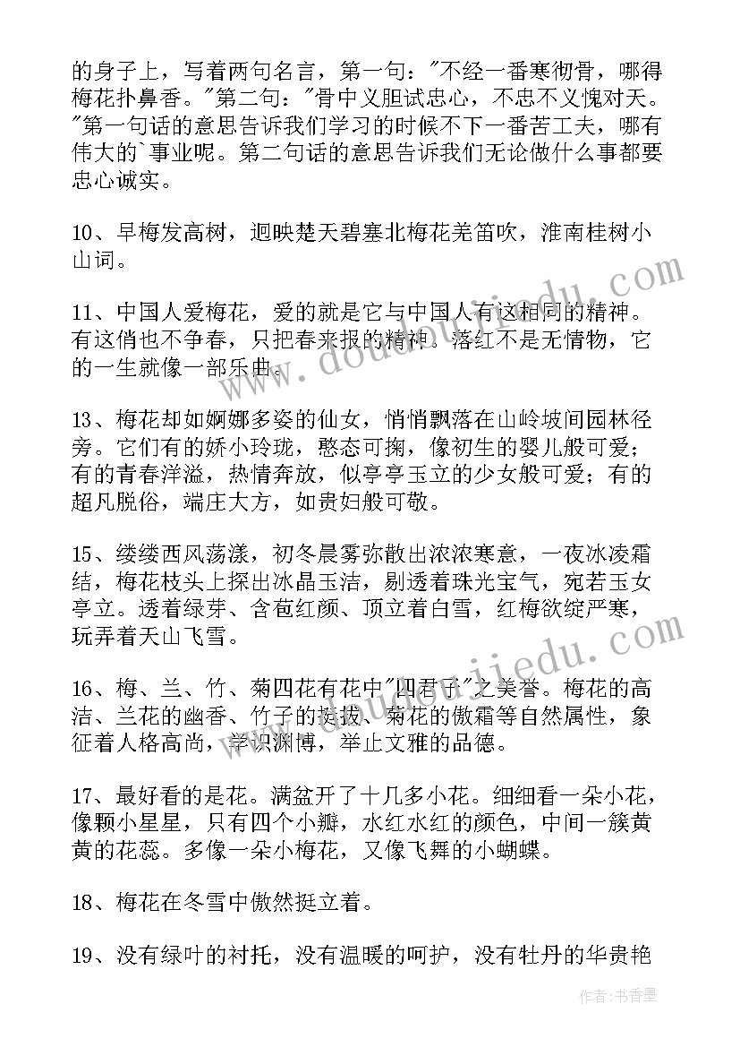 最新梅花的唯美句子经典语录(模板17篇)