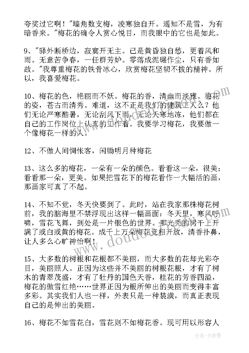 最新梅花的唯美句子经典语录(模板17篇)