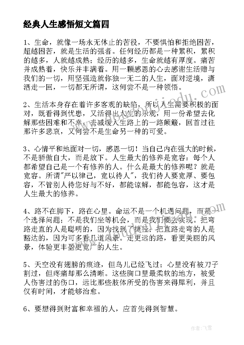 2023年经典人生感悟短文(大全15篇)