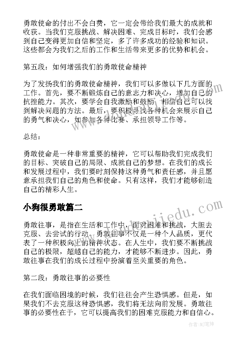 2023年小狗很勇敢 勇敢使命心得体会(优秀17篇)