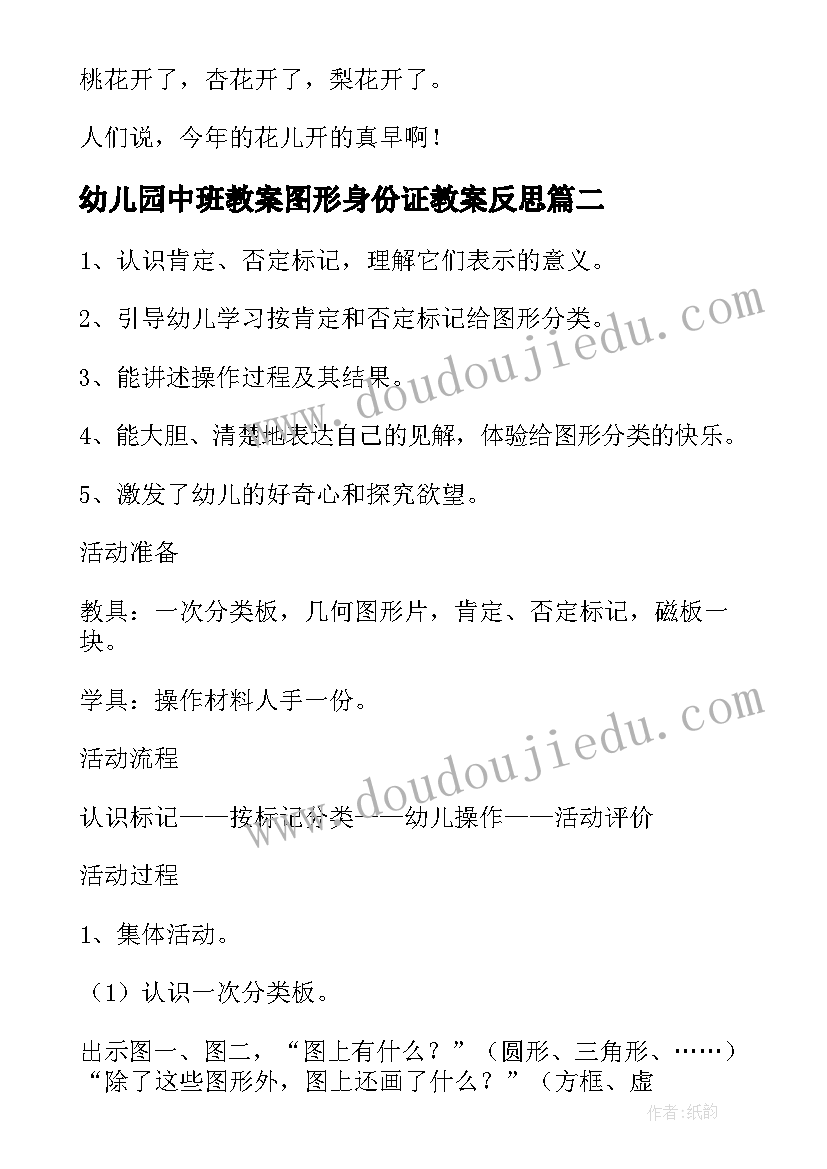 幼儿园中班教案图形身份证教案反思 幼儿园中班教案图形身份证(优质12篇)