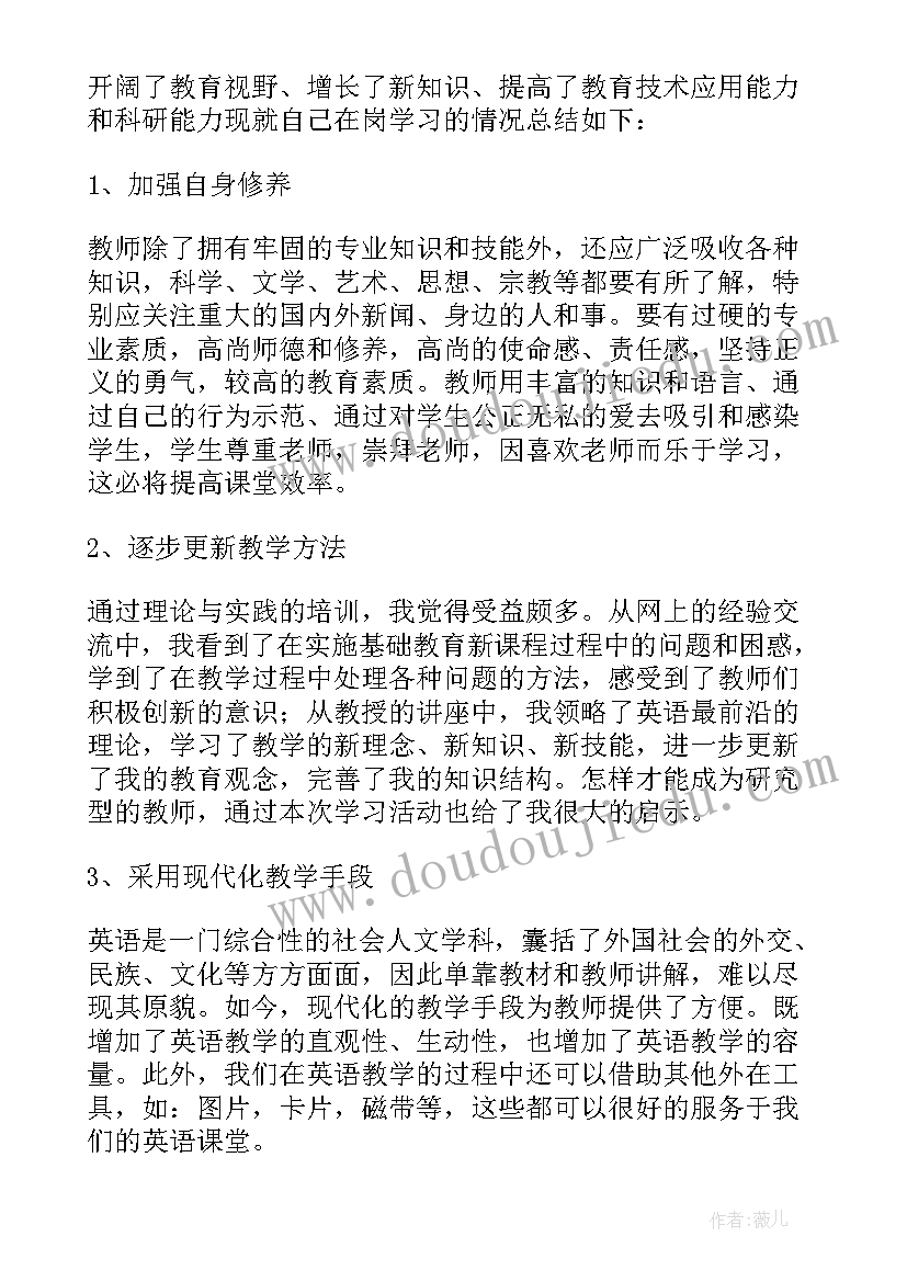 教师暑期个人研修总结 暑期研修教师总结(精选10篇)