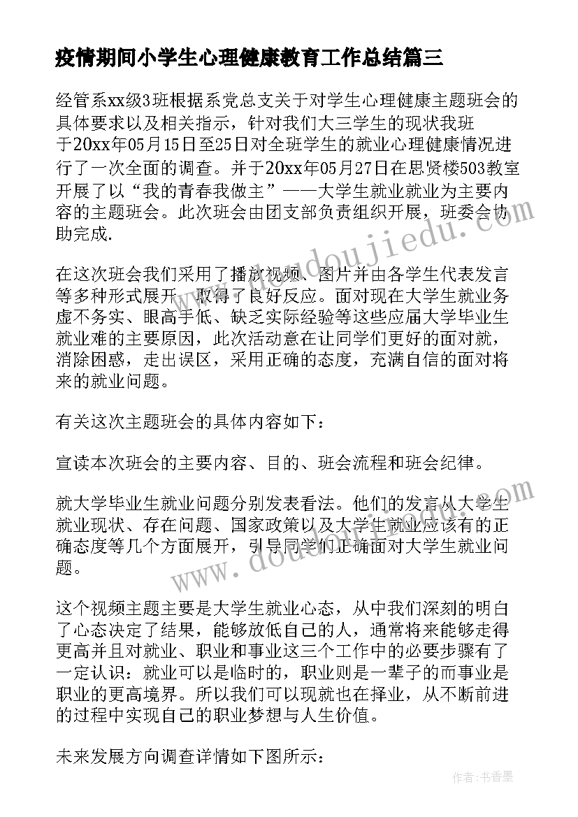 疫情期间小学生心理健康教育工作总结 疫情期间心理健康教育工作总结(精选8篇)