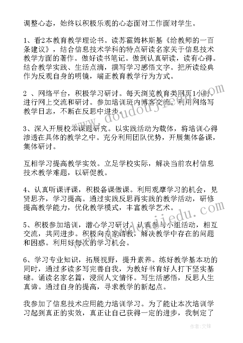 体育信息技术 信息技术个人研修工作计划(实用12篇)