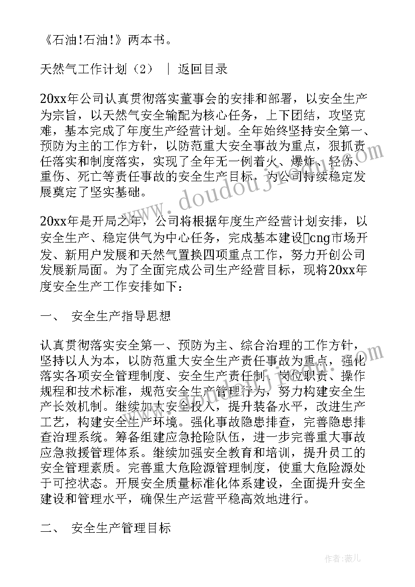 天然气工作计划(汇总10篇)