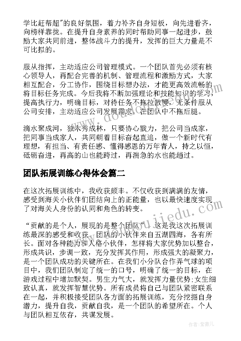 2023年团队拓展训练心得体会(优质17篇)