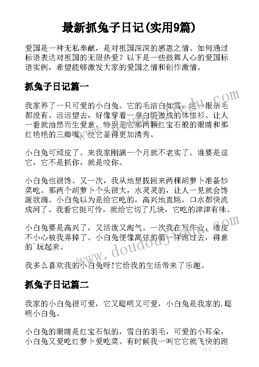 最新抓兔子日记(实用9篇)