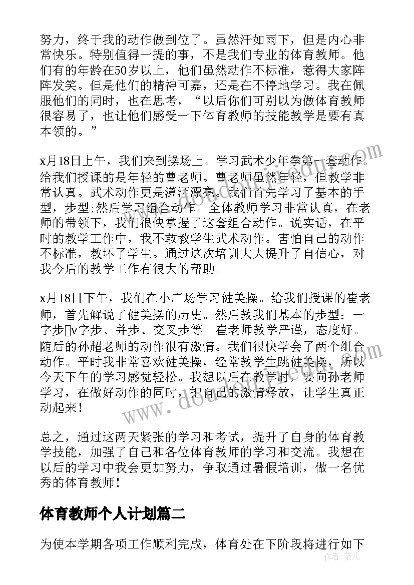 2023年体育教师个人计划(精选16篇)