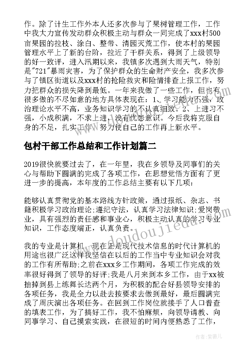 包村干部工作总结和工作计划(精选19篇)