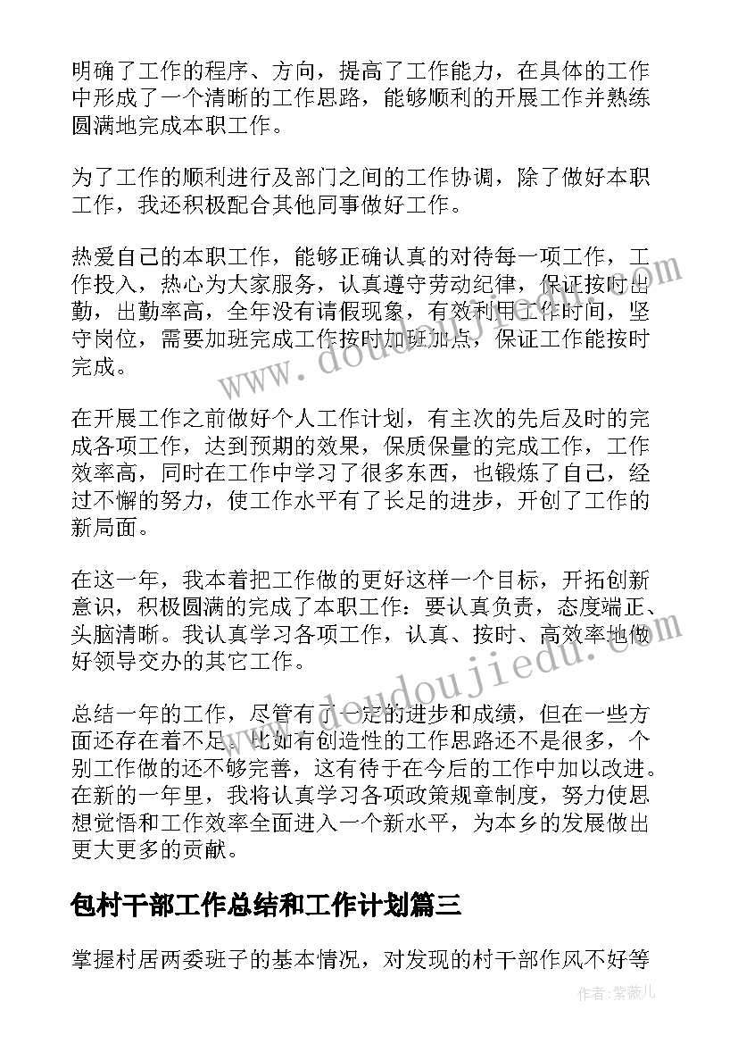 包村干部工作总结和工作计划(精选19篇)