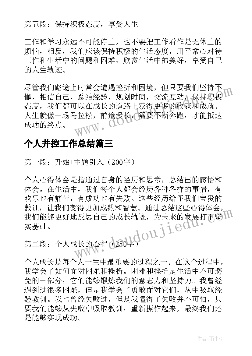 个人井控工作总结(大全14篇)