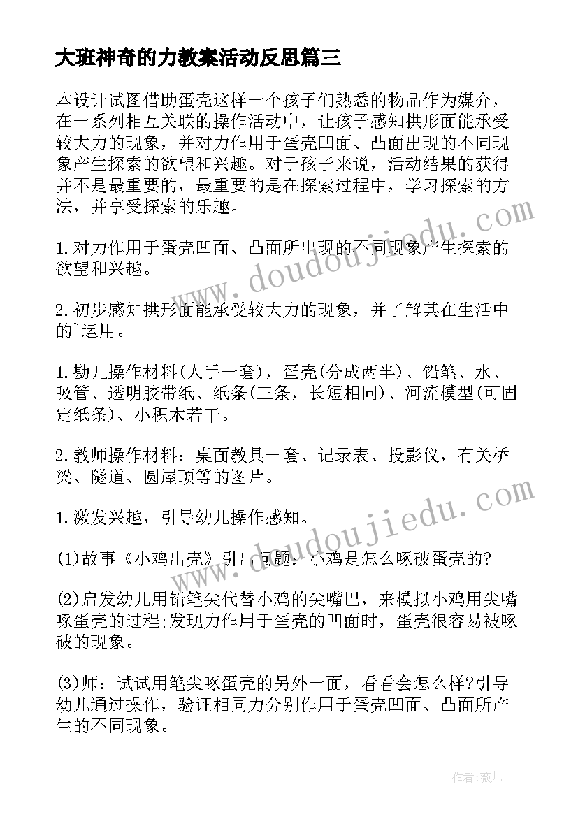 2023年大班神奇的力教案活动反思(汇总14篇)