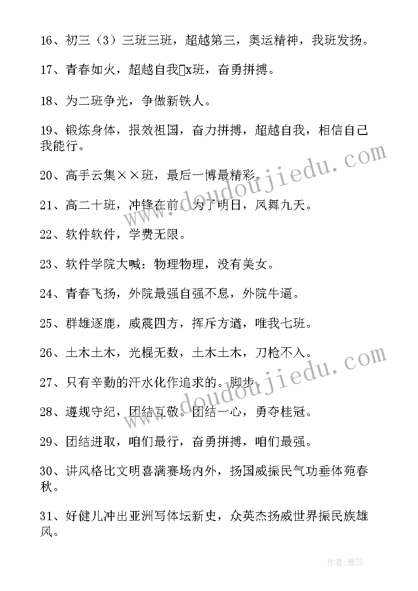 最新运动会个性口号霸气押韵(通用8篇)