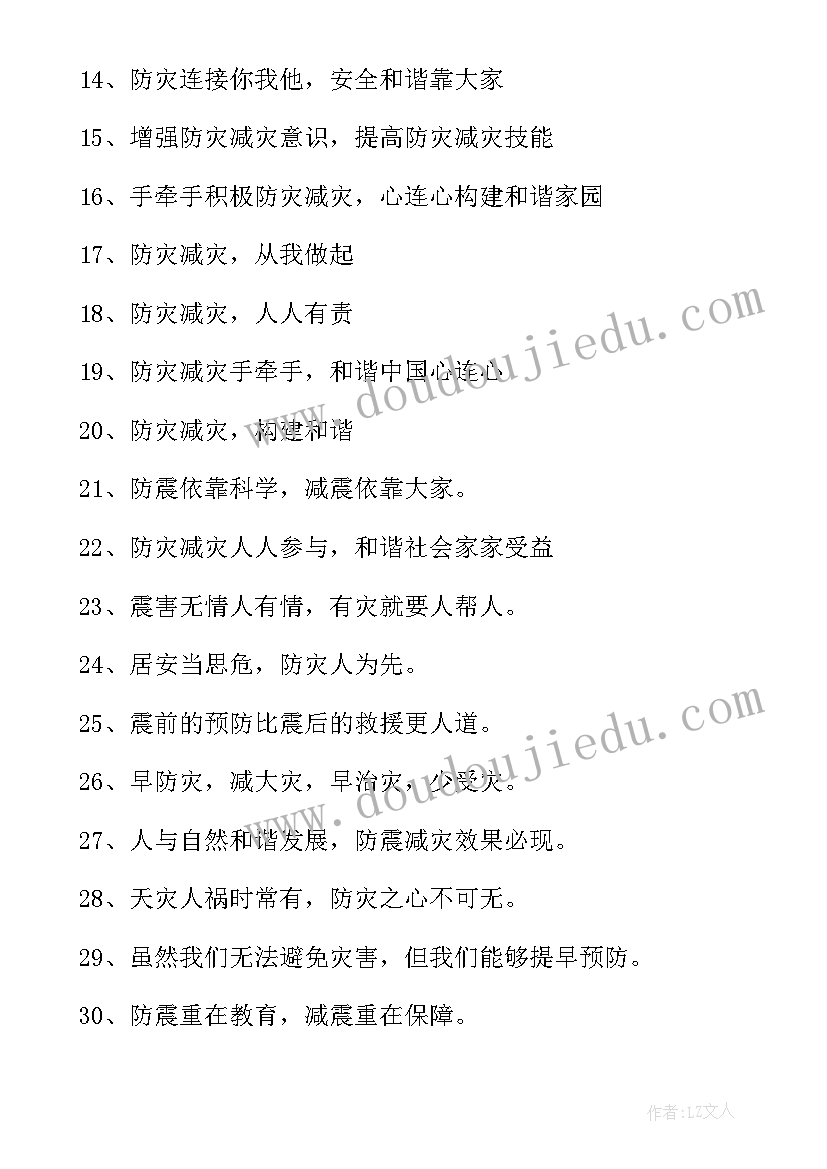 最新宣传防震减灾的重要性 防震减灾宣传标语(汇总10篇)